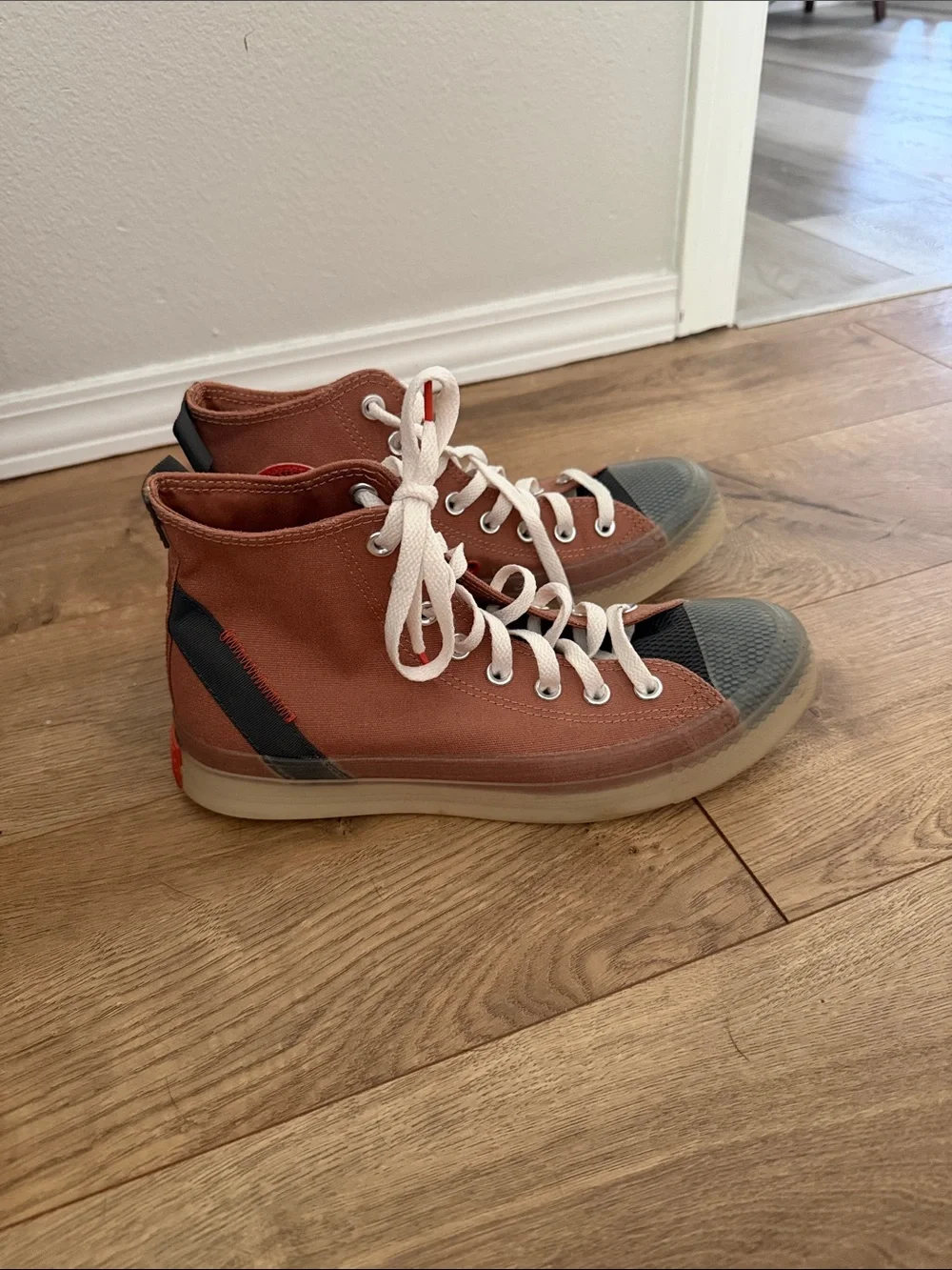 Converse High Top Sneakers - Rust Orange with Black Toe - Picture 4 of 7